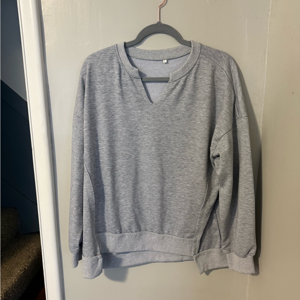 Womens Grey V-neck Sweatshirt